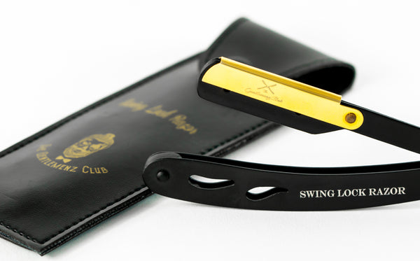 Professional Barber Straight Edge Razor Swing Lock Disposable GOLD & BLACK