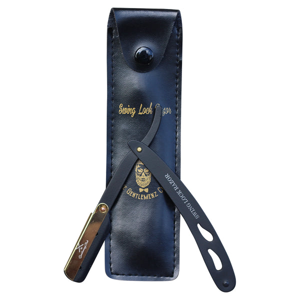Professional Barber Straight Edge Razor Swing Lock Disposable GOLD & BLACK