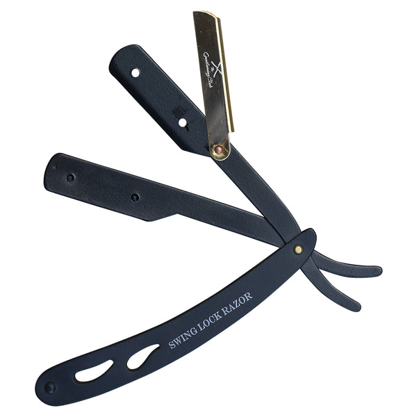 Professional Barber Straight Edge Razor Swing Lock Disposable GOLD & BLACK