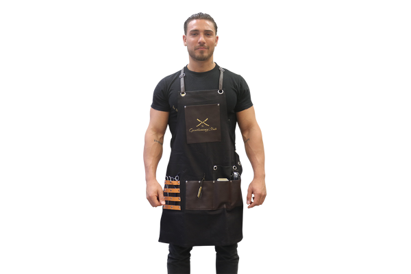The Gentlemenz Club Barber Apron with Adjustable Setting, Clipper, Scissors and Comb Holder - Black