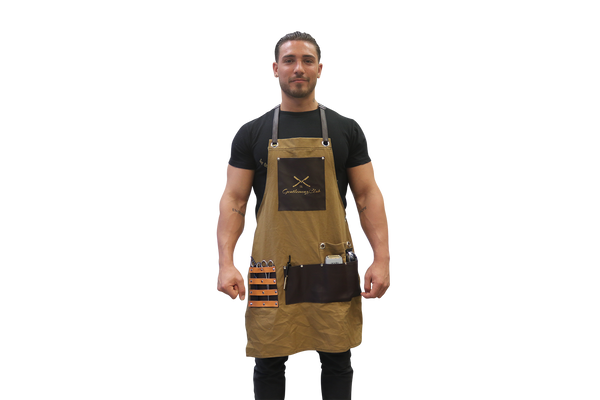 The Gentlemenz Club Barber Apron with Adjustable Setting, Clipper, Scissors and Comb Holder - Brown