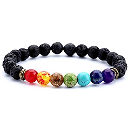Men Women 8mm Lava Rock Beads Bracelet Elastic Natural Chakra