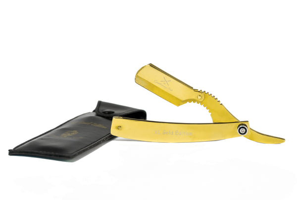 GOLD METALLIC Professional Barber Straight Edge Razor