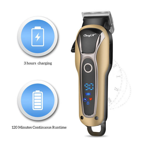 Professional WIRELESS Hair Trimmer Electric Hair Clipper LED Display Hair Cutting Machine