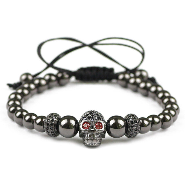 Men's Black RED EYE Skull Bracelet