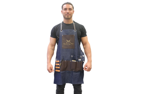 The Gentlemenz Club Barber Apron with Adjustable Setting, Clipper, Scissors and Comb Holder - Brown