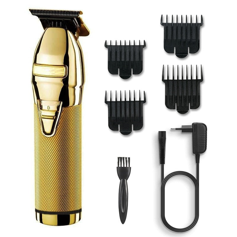 D4 Metal Hair Clipper Oil Head Clipper Barber Shop Carving Electric Clipper  Hair Salon Gradient Shaver (gold)