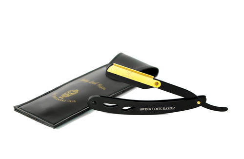 Professional Barber Straight Edge Razor Swing Lock Disposable GOLD & BLACK